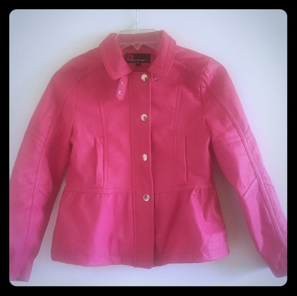 Girls Pink Faux Leather Jacket (Never Worn)